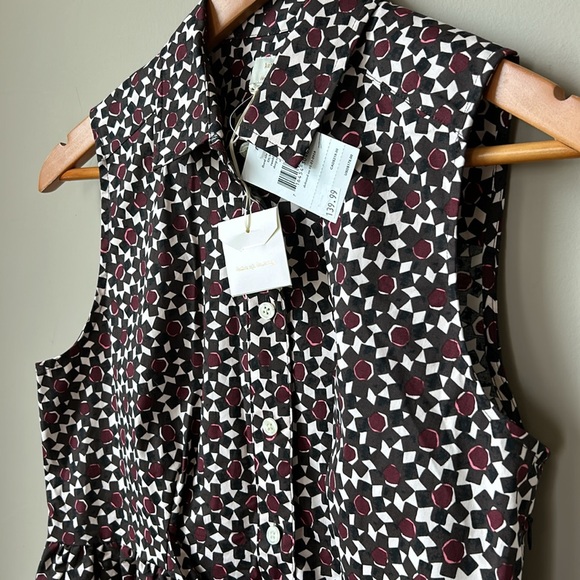 KATE SPADE NWT maroon and pink flower peplum sleeveless top size M - Picture 5 of 7